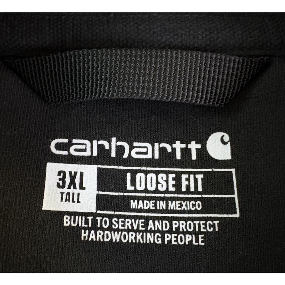 Carhartt Men’s Loose Fit Crewneck Graphic Logo Hoodie Black Size 3XLT - Picture 7 of 7
